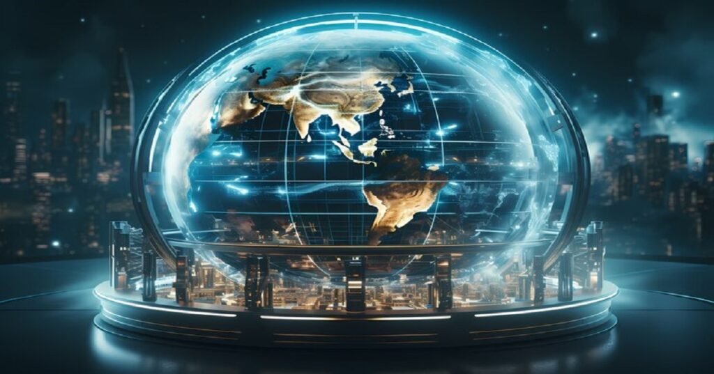 futuristic view high tech earth planet 23 2151100385