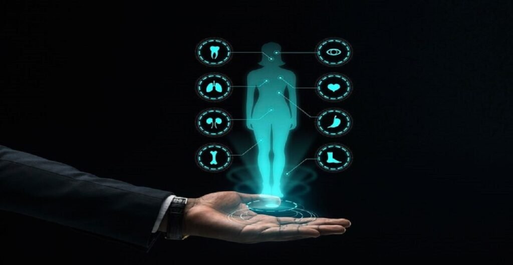 hologram feminine silhouette man hand 23 2148755140
