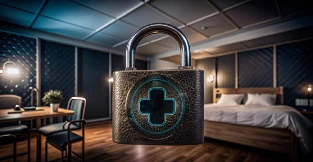 large padlock with cross it is wooden floor 1122357 3131